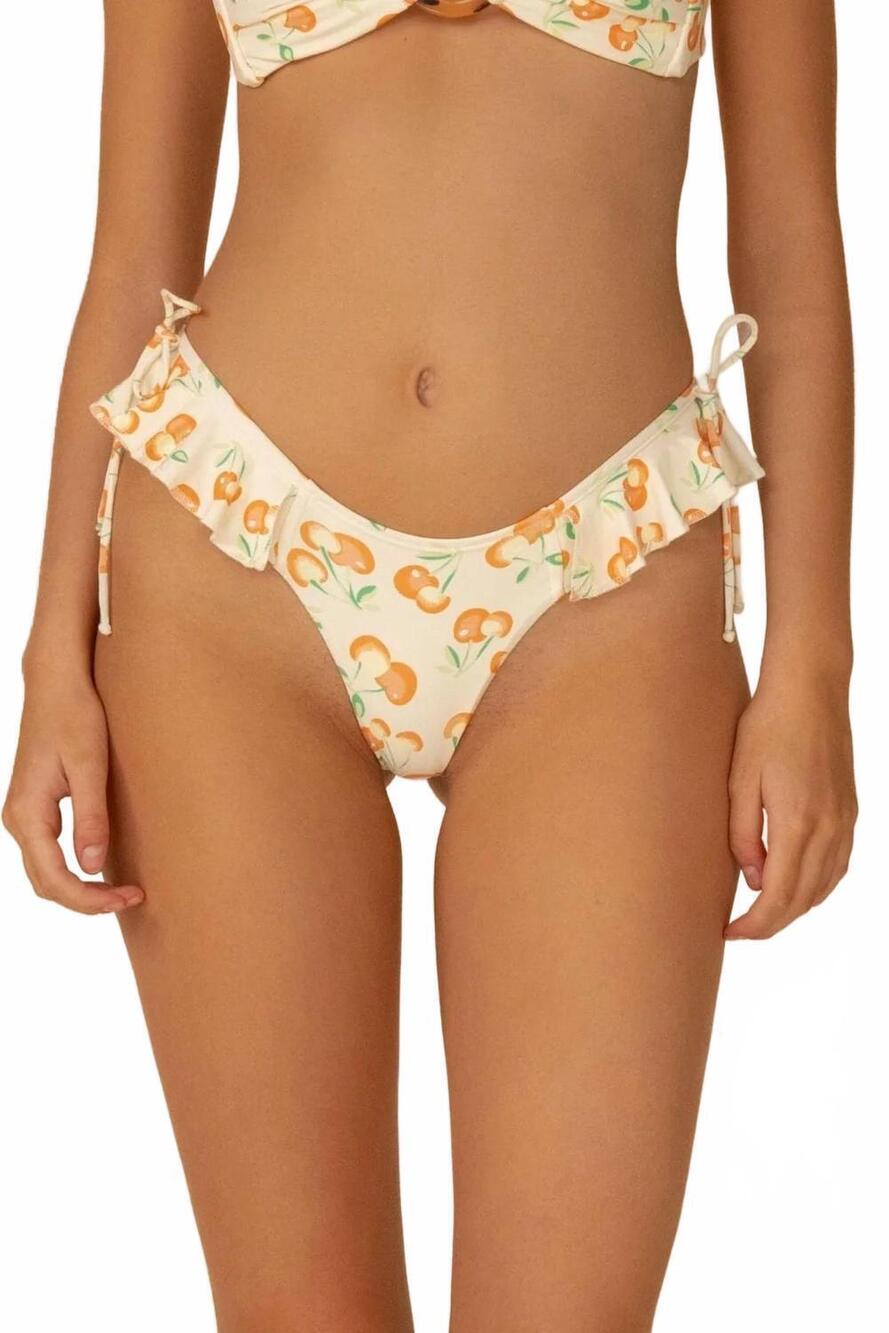 NEW MONTCE uno ruffle bows bikini bottom in cherry sherbet